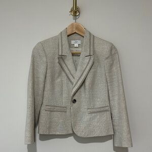 Vintage 2005 LOFT Petite Grey Structured Blazer - Shoulder Pads - 0